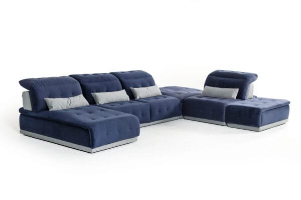 David Ferrari Daiquiri Italian Modern Blue & Grey Modular Sectional Sofa - Image 2