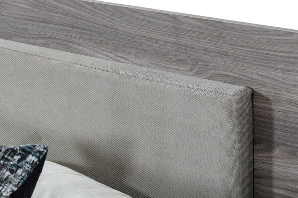Queen Nova Domus Enzo Italian Modern Grey Oak & Fabric Bed w/ Nightstands - Image 4