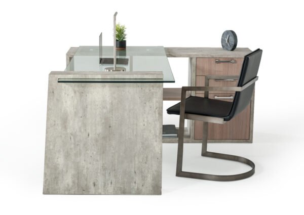 Nova Domus Boston Modern Glass & Faux Concrete Reversible Desk