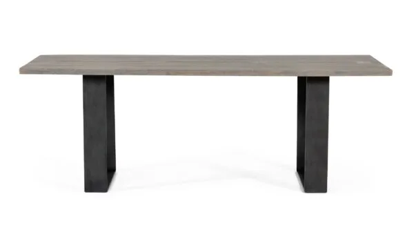Modrest Murphy - Modern Grey Aged Oak & Black Metal Dining Table - Image 5