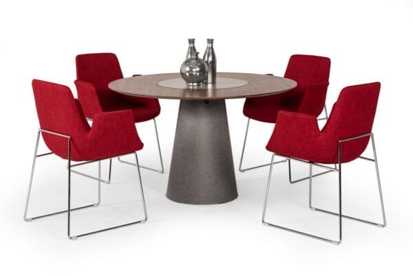 Modrest Altair Mid-Century Red Fabric Dining Chair - Image 4