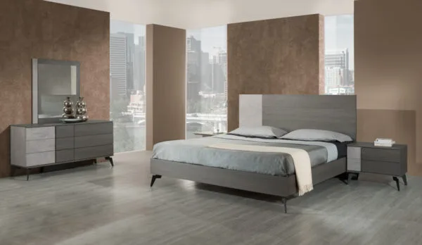 Nova Domus Palermo Italian Modern Faux Concrete & Grey Nightstand