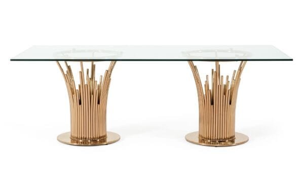 Modrest Paxton Modern Glass & Rosegold Dining Table - Image 5