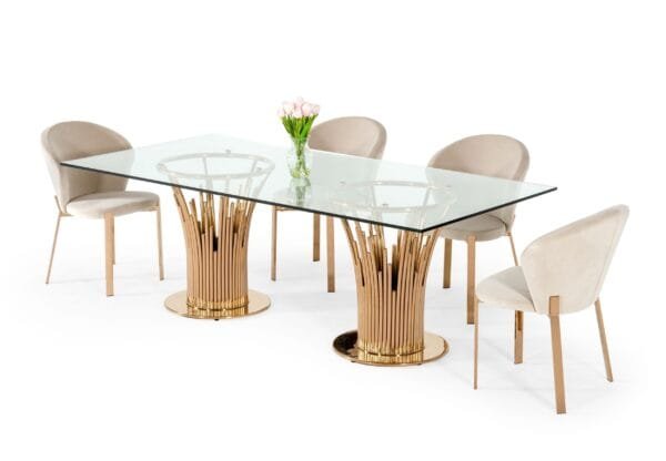 Modrest Paxton Modern Glass & Rosegold Dining Table - Image 4