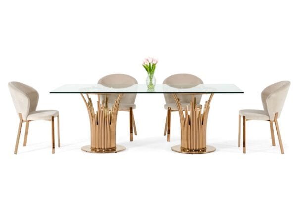 Modrest Paxton Modern Glass & Rosegold Dining Table - Image 3