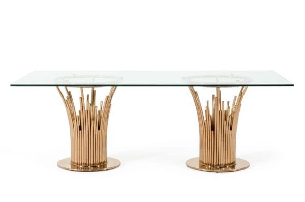 Modrest Paxton Modern Glass & Rosegold Dining Table - Image 2