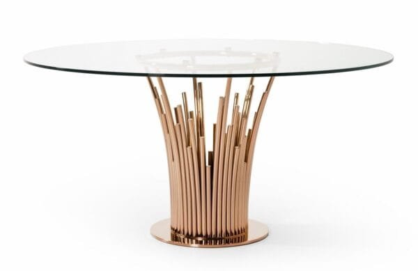 Modrest Paxton Modern Round Glass & Rosegold Dining Table - Image 5