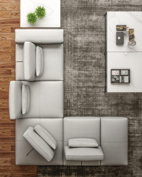 Accenti Italia Enjoy - Italian Modern Light Grey Leather Left Facing Sectional Sofa - Image 2
