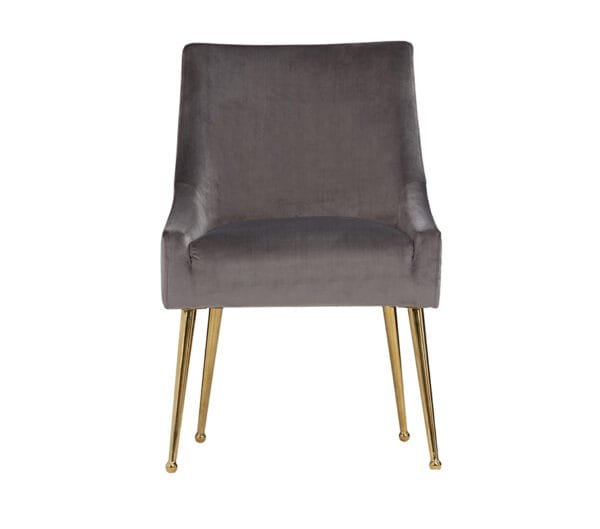 Modrest Castana Modern Grey Velvet & Gold Dining Chair (Set of 2) - Image 2