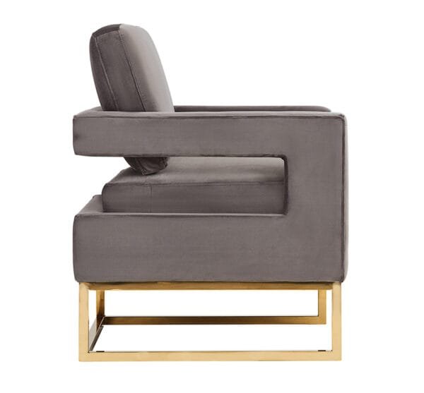 Modrest Edna Modern Grey Velvet & Gold Accent Chair