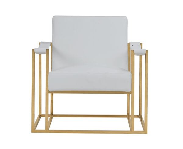 Modrest Larson Modern White Leatherette & Gold Accent Chair - Image 2