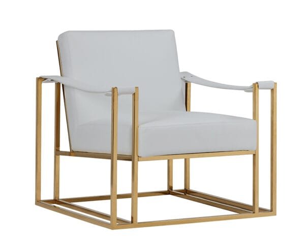 Modrest Larson Modern White Leatherette & Gold Accent Chair - Image 4