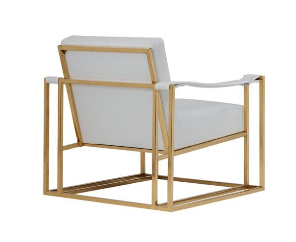 Modrest Larson Modern White Leatherette & Gold Accent Chair - Image 3