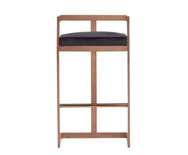 Modrest Halifax Modern Black Velvet & Rosegold Bar Stool - Image 2