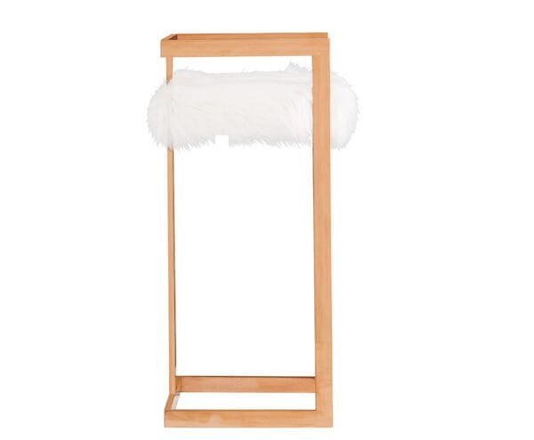 Modrest Halifax Modern White Faux Fur & Rosegold Bar Stool - Image 3