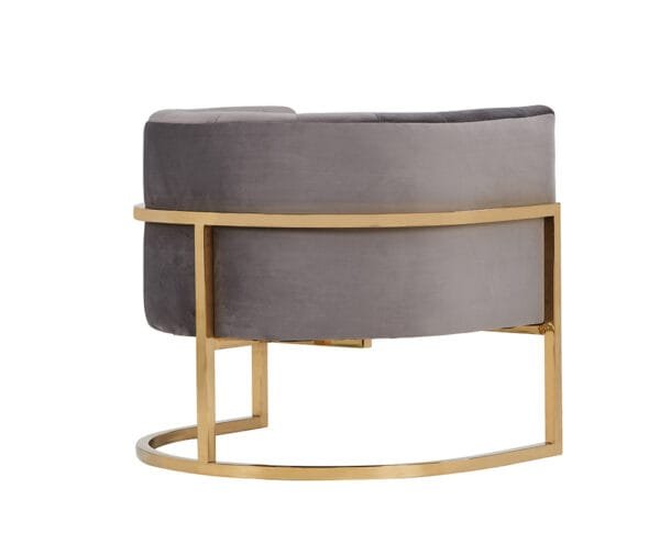 Modrest Landau Modern Grey Velvet & Gold Accent Chair - Image 4