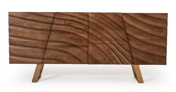 Modrest Finley Mid-Century Walnut & Gold Buffet - Image 4