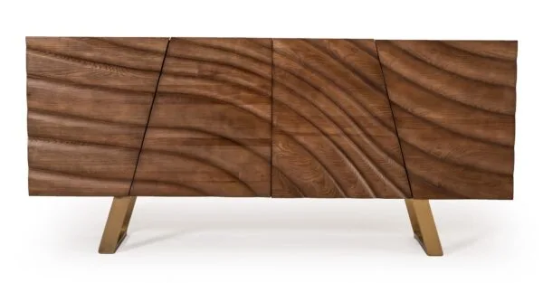 Modrest Finley Mid-Century Walnut & Gold Buffet - Image 4