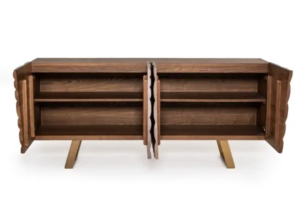 Modrest Finley Mid-Century Walnut & Gold Buffet - Image 2