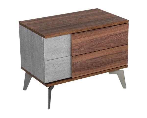 Nova Domus Palermo - Modern Italian Faux Concrete & Walnut Nightstand - Image 4