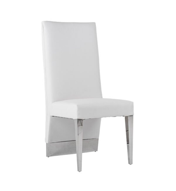 Modrest Kilson Modern White Leatherette & Stainless Steel Dining Chair (Set of 2) - Image 2