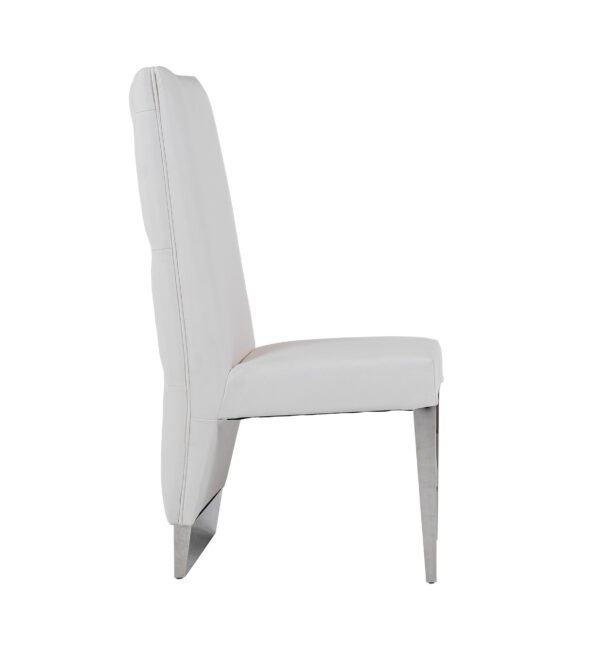 Modrest Kilson Modern White Leatherette & Stainless Steel Dining Chair (Set of 2) - Image 3