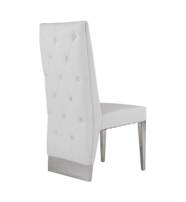 Modrest Kilson Modern White Leatherette & Stainless Steel Dining Chair (Set of 2) - Image 4