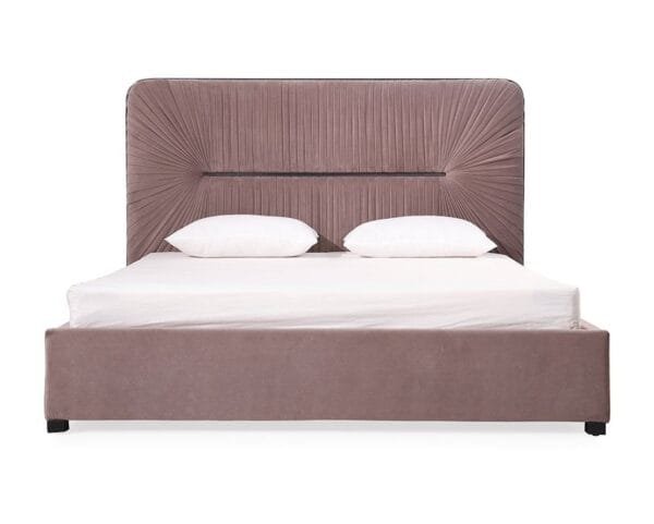 Queen Modrest Duke Modern Grey Velvet & Black Gun Chrome Bed - Image 4