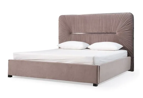 Queen Modrest Duke Modern Grey Velvet & Black Gun Chrome Bed - Image 5