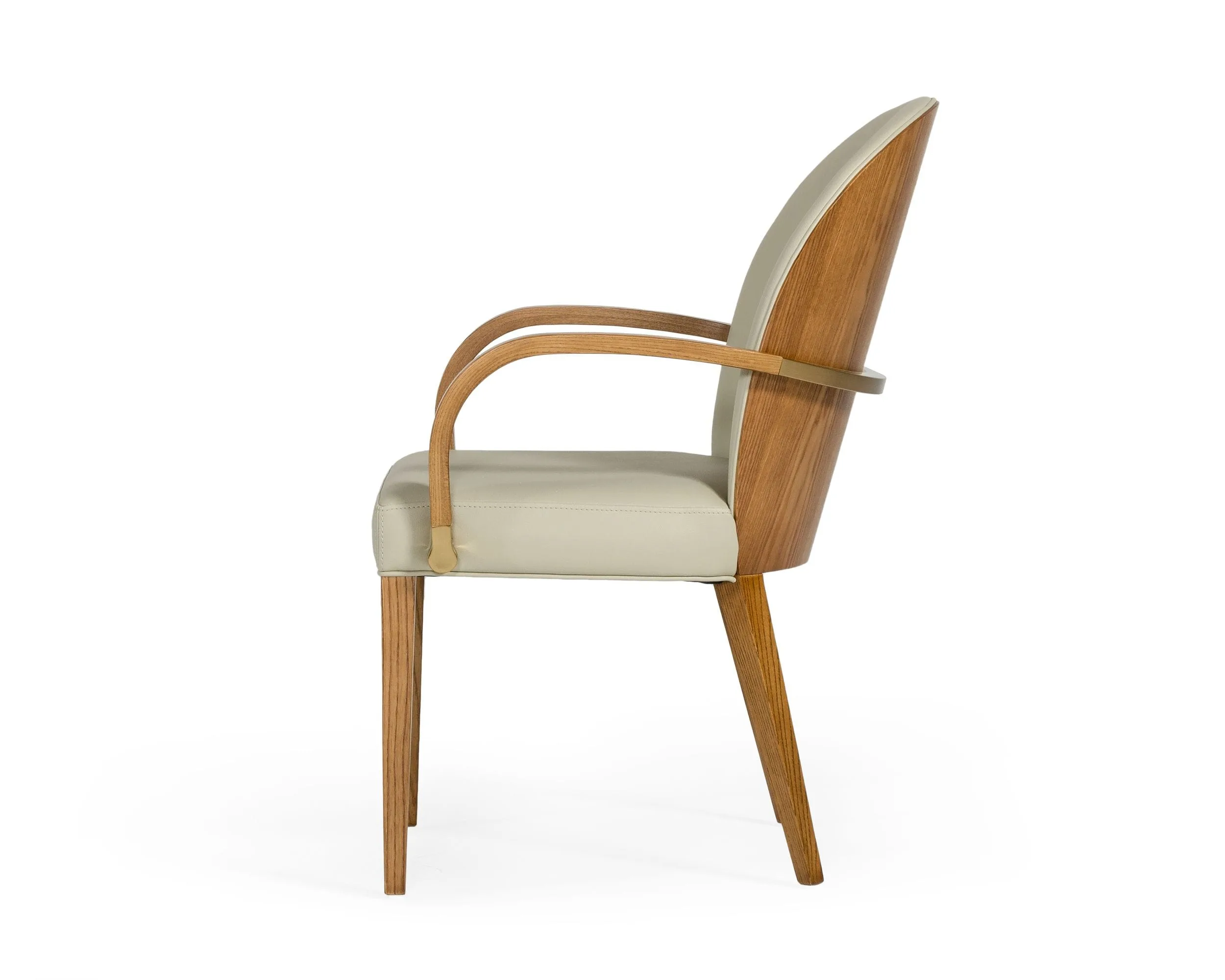 Modrest Rexford Modern Beige & Walnut Dining Armchair - Image 2