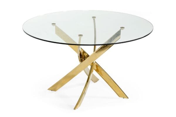 Modrest Pyrite - Modern Round Glass Dining Table - Image 3
