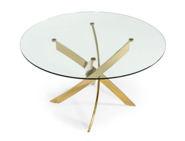 Modrest Pyrite - Modern Round Glass Dining Table - Image 2