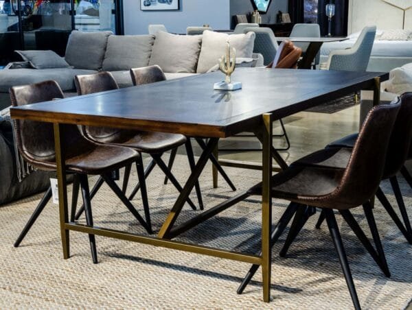 Modrest Shane - Modern Acacia & Brass Dining Table - Image 4