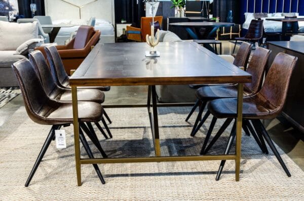 Modrest Shane - Modern Acacia & Brass Dining Table - Image 5