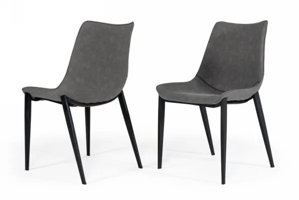 Modrest Frasier - Modern Grey Eco-Leather Dining Chair (Set of 2 ) - Image 5