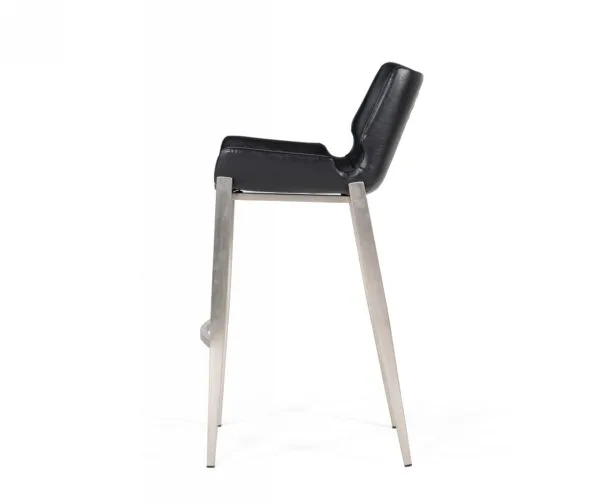 Modrest Dave - Modern Black Eco-Leather Bar Stool (Set of 2) - Image 2