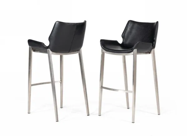 Modrest Dave - Modern Black Eco-Leather Bar Stool (Set of 2) - Image 4