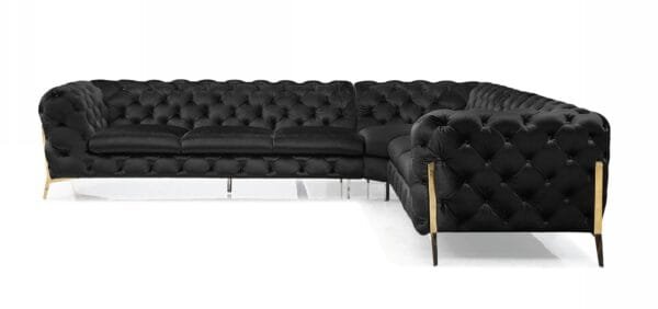 Divani Casa Sheila - Modern Black Velvet Sectional Sofa - Image 2