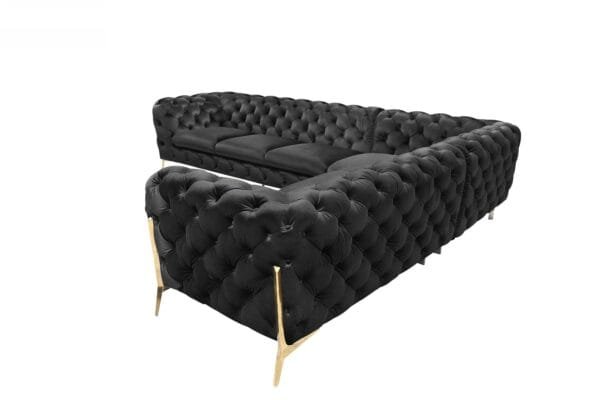 Divani Casa Sheila - Modern Black Velvet Sectional Sofa - Image 3
