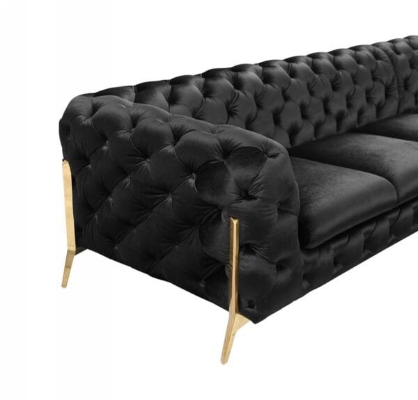 Divani Casa Sheila - Modern Black Velvet Sectional Sofa - Image 4