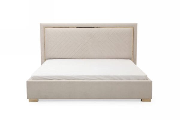 Modrest Corrico - Off White Velvet Modern EK Bed