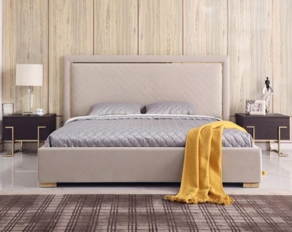 Modrest Corrico - Off White Velvet Modern EK Bed - Image 5