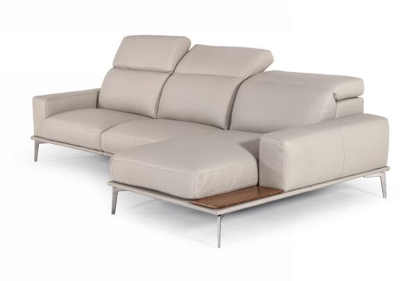Lamod Italia Villeneuve - Italian Modern Light Grey Leather Right Facing Sectional Sofa - Image 2