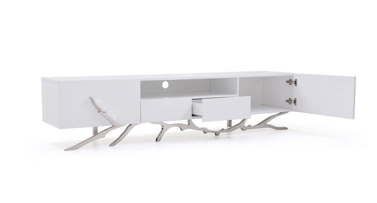 Modrest Legend - 87"-Wide Modern White TV Stand 2 Modrest Legend - 87"-Wide Modern White TV Stand - Image 2