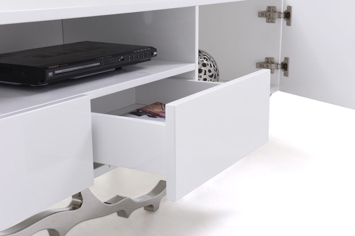 Modrest Legend - 87"-Wide Modern White TV Stand 3 Modrest Legend - 87"-Wide Modern White TV Stand - Image 3