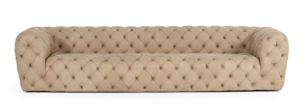 Lamod Italia Ellington- Italian Beige Nubuck Leather 4-Seater Sofa - Image 4