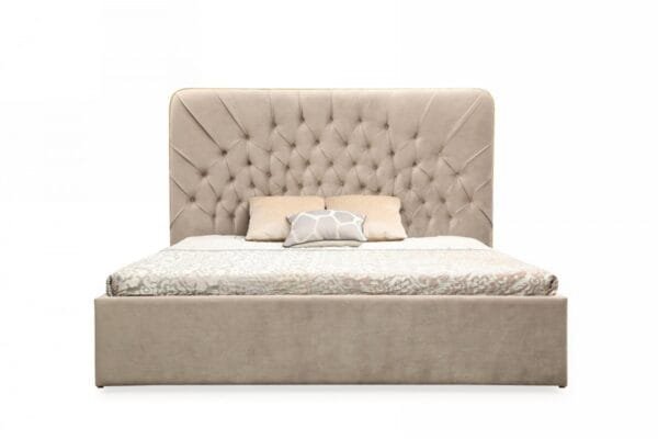 Modrest Moontide - Glam Beige Velvet and Brushed Brass Bedroom Set - Image 2