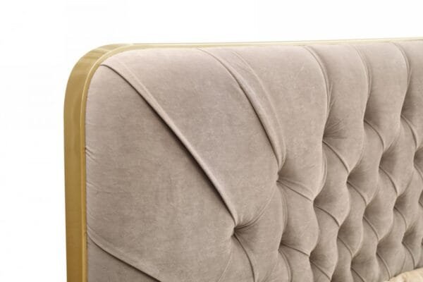 Modrest Moontide - Glam Beige Velvet and Brushed Brass Bedroom Set - Image 3