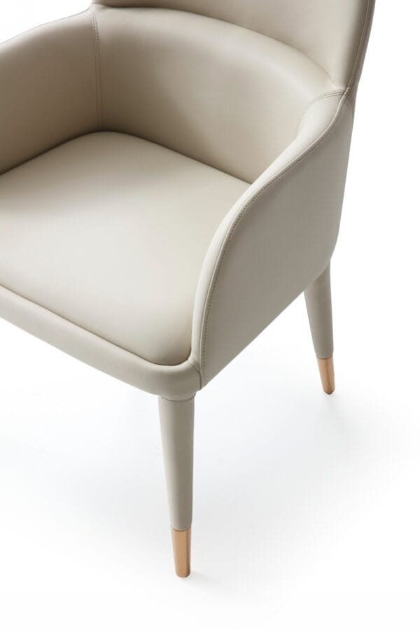 Modrest Cortina - Modern Beige Eco-Leather Dining Arm Chair - Image 4