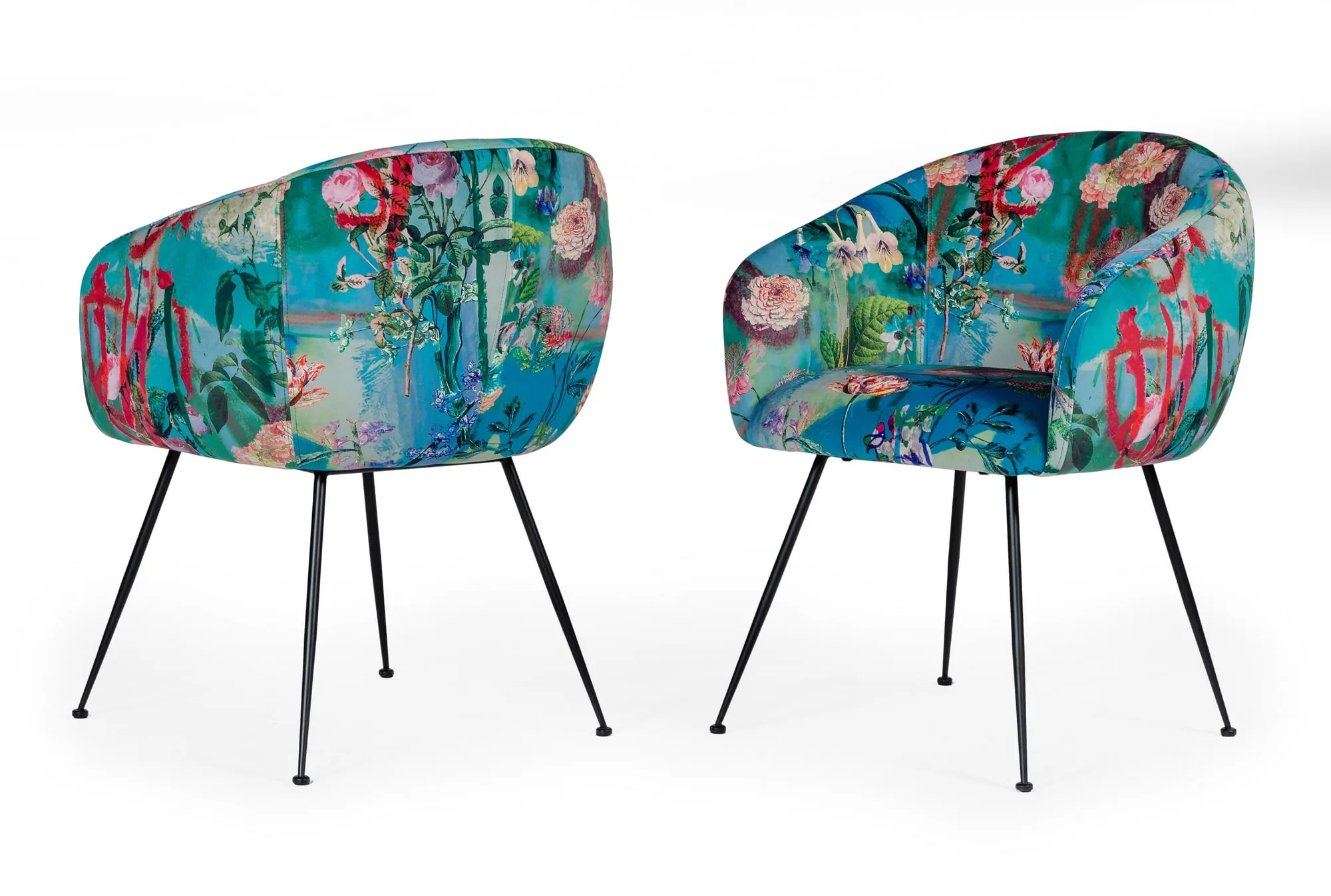 Modrest Roxann - Contemporary Floral Velvet Dining Chair 5 Modrest Roxann - Contemporary Floral Velvet Dining Chair - Image 5